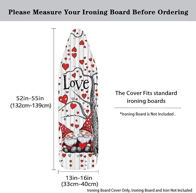Gnome Ironing Board Cover Love Heart Ironing Board Pad Protective Cover