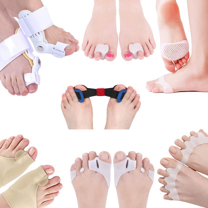 GELMAY 15Pcs Bunion Corrector, Hallux Valgus Relief Pads Toe Spacer Straightener Big Toe Separator Correction Splint Hammer Gel Metatarsal Sleeve Protector Brace Exercise Strap