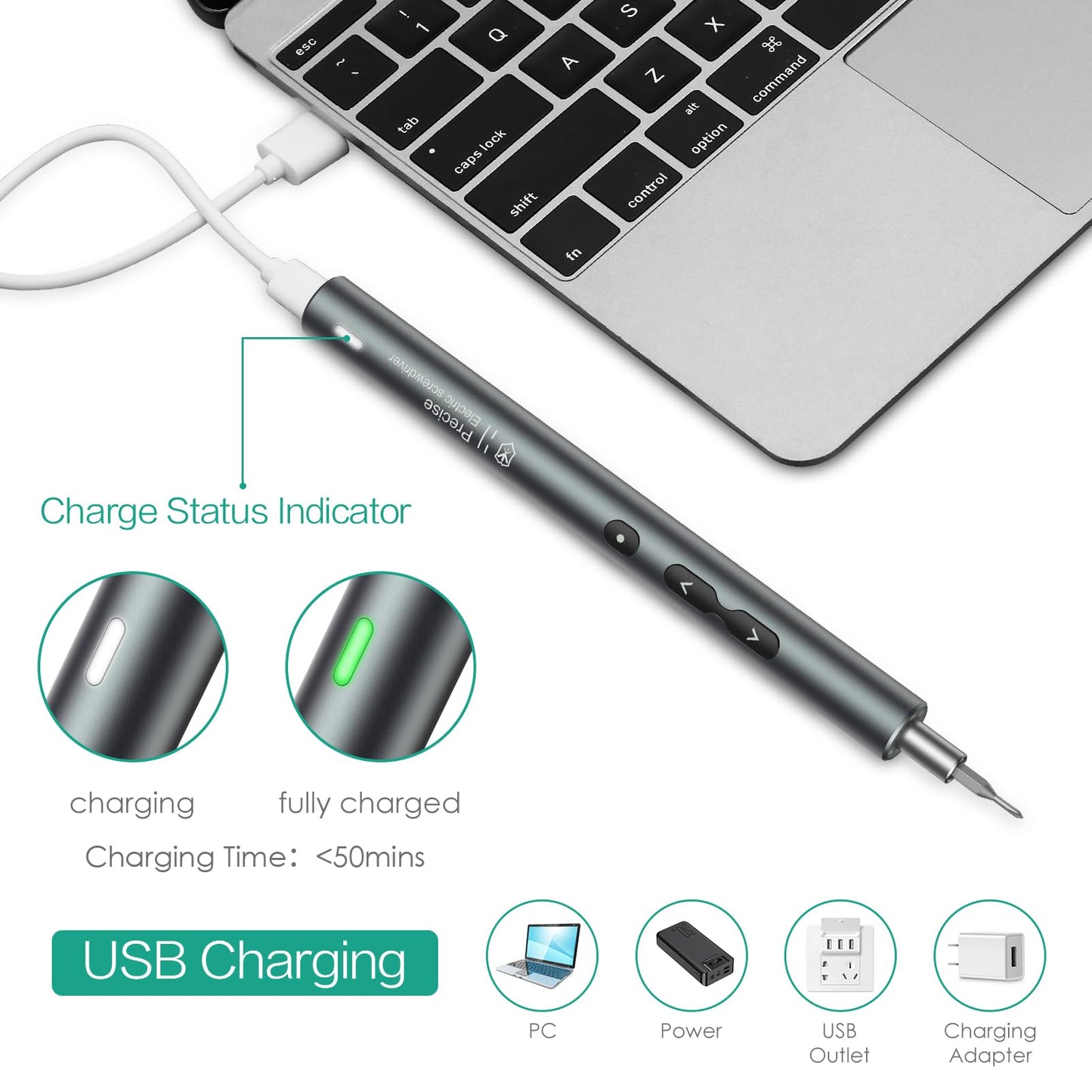 Mini Electric Screwdriver, ORIA Cordless Precision Screwdriver Set, 28 in 1 Rechargeable Portable Repair Tools Kit with 24 Bits, 3 LED Lights, Magnetizer for Phones, Watches, Toys, Computers, etc.