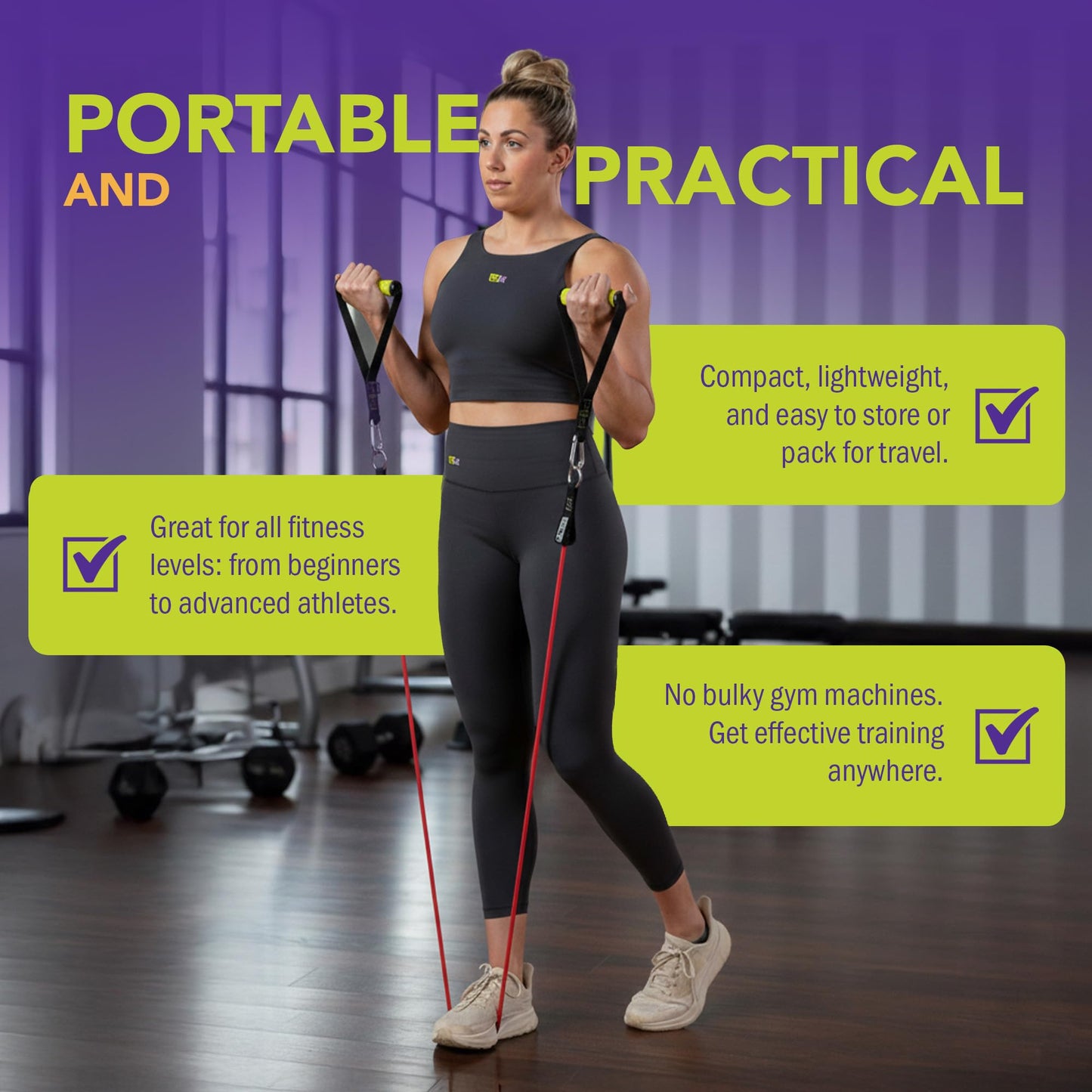 GoFit Pro-Grade Power Tubes with Handles – 30 lbs Resistance Bands for Strength Training, Bodybuilding, Fitness, and Home Workouts – Green Exercise Band