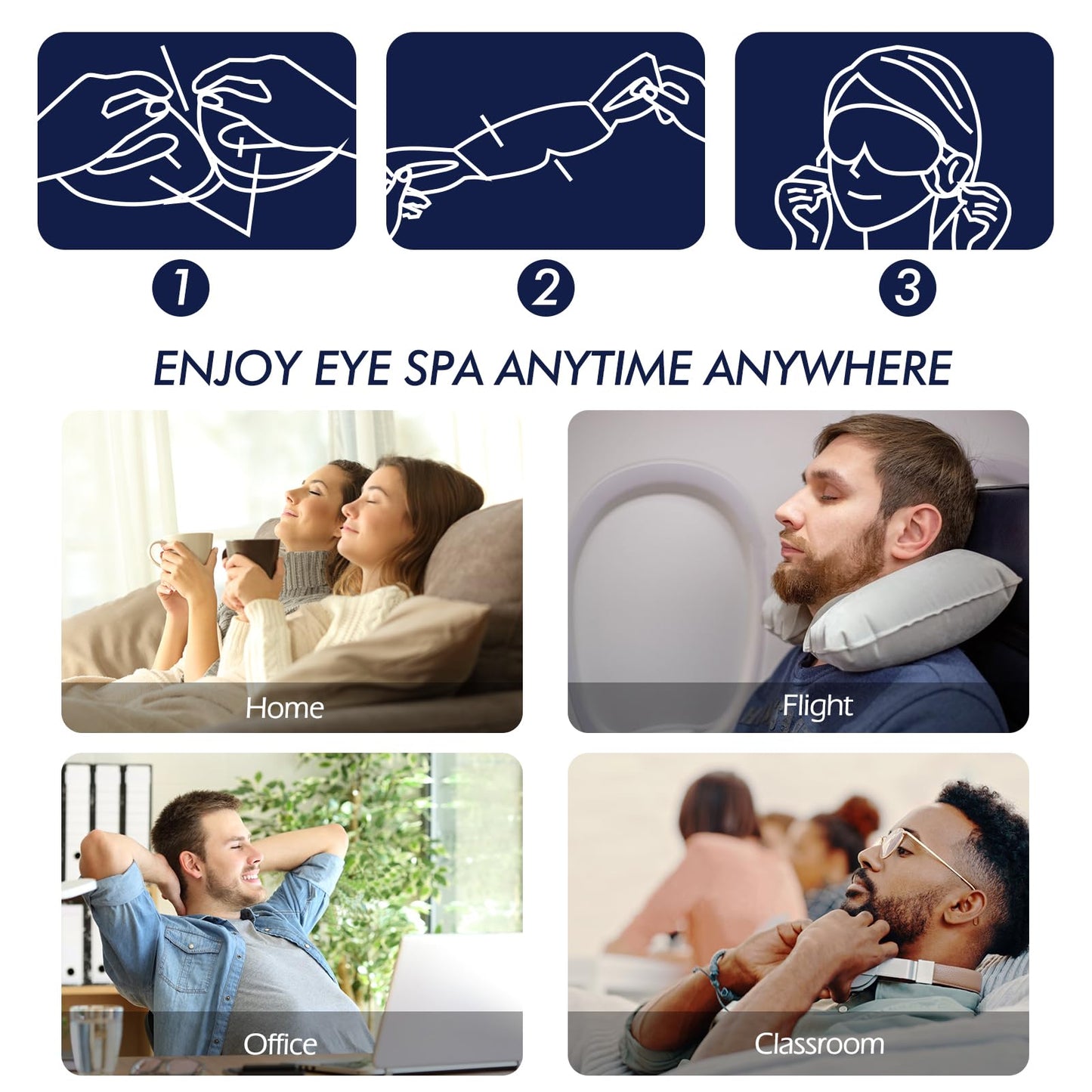 Jekeno Steam Eye Mask, 16 Packs Eye Masks for Dry Eyes, 40-60 Minutes Self Moist Warm Compress Heated Disposable Mask for Sleep, Spa Relaxing Trip Gifts, Travel Essentials for Women Men