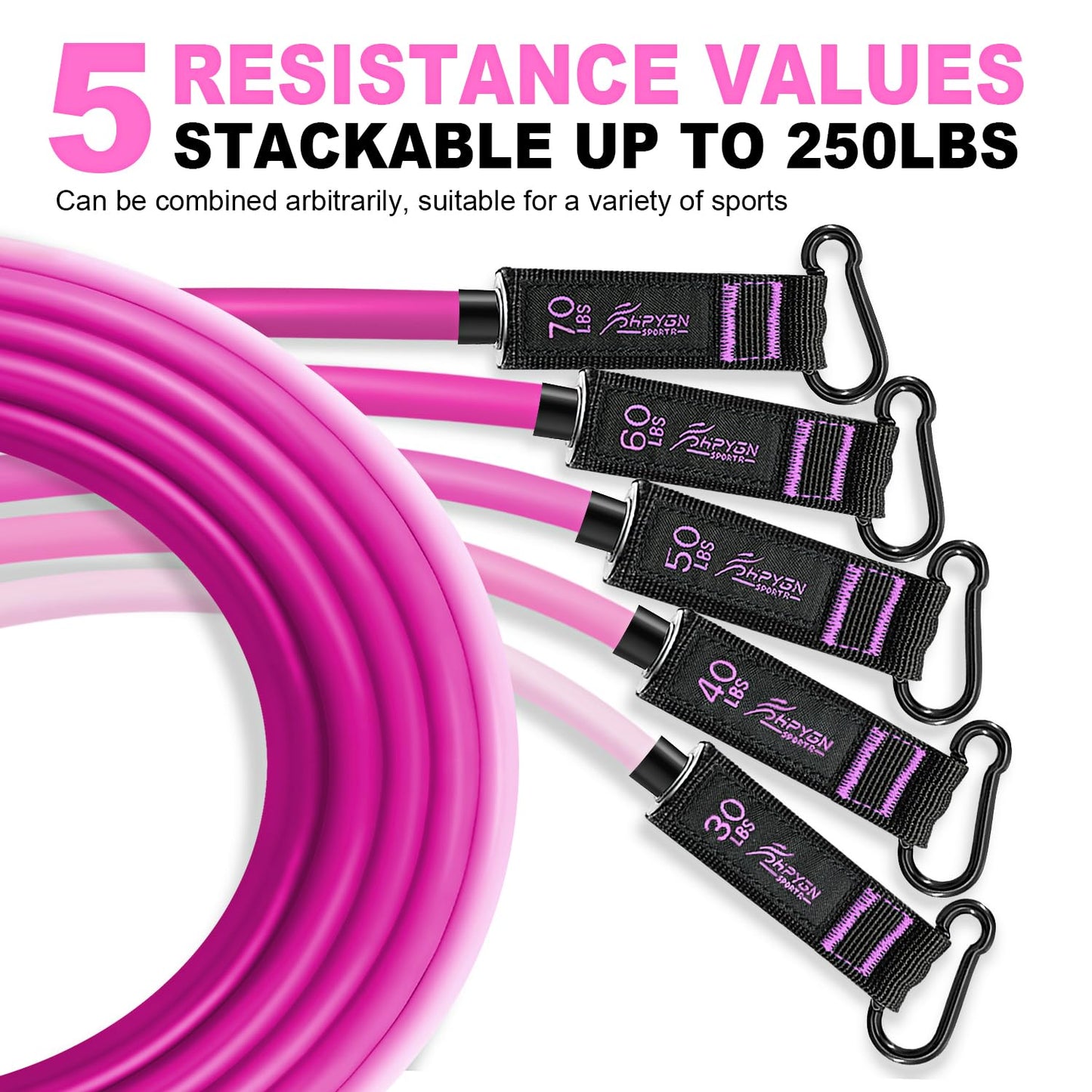 HPYGN Resistance Bands, Exercise Bands with Handles, Fitness Bands, Workout Bands with Door Anchor and Ankle Straps, for Heavy Resistance Training, Physical Therapy, Shape Body, Yoga, Home Workout Set