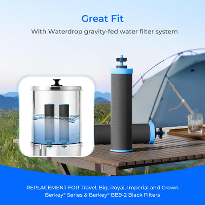 Waterdrop Gravity-fed Water Filter System, NSF/ANSI 42&372 Standard, 2.25G Stainless-Steel System with 4 Filters & Alkaline Water Filter