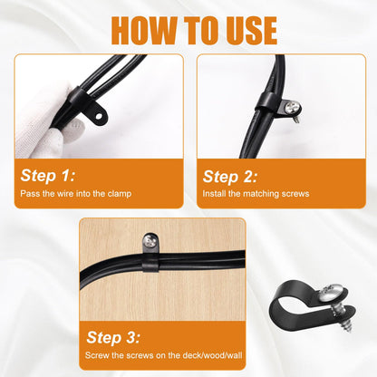 mankk 50PCS 1/2 Inch Rope Light Clips P-Style Mounting Clips Plastic Cable Clamps with Compatible Stainless Steel Pan Head Phillips Screws for Wire Management M-030-BK-LS