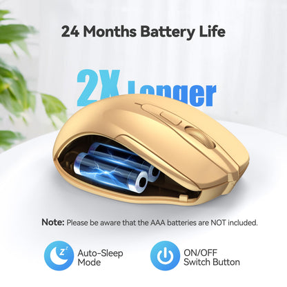 TECKNET Wireless Mouse, 2.4G Ergonomic Optical Mouse, Computer Mouse for Laptop, PC, Computer, Chromebook, Notebook, 6 Buttons, 24 Months Battery Life, 2600 DPI, 5 Adjustment Levels