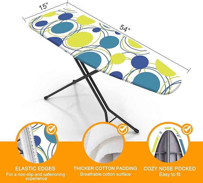 Ironing Board Cover and Pad, Standard Size 15" x 54" Iron Board Replacement