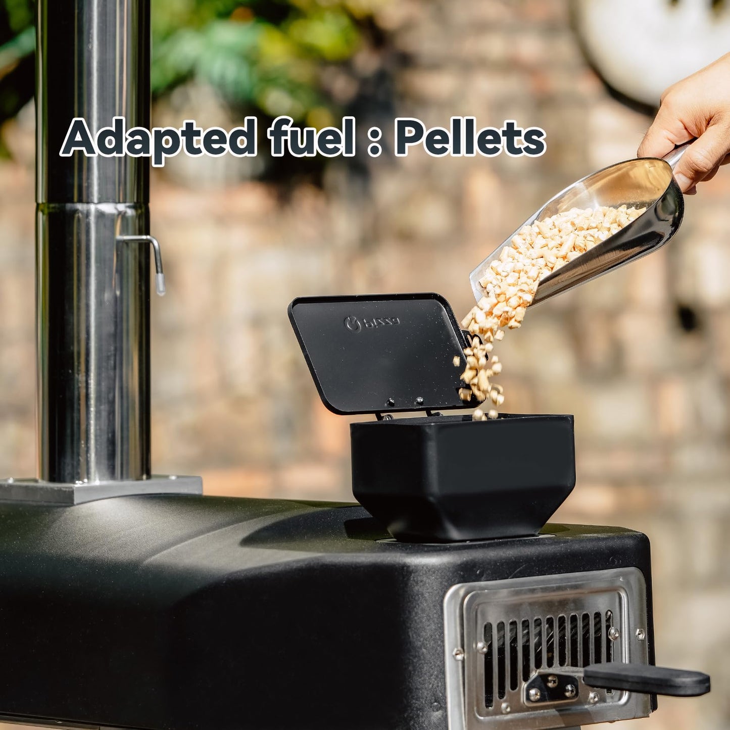 Q Pizza Wood Pellet Pizza Oven with Rotatable Stone, Portable Pellet Pizza Oven with Chimney and Door, Outdoor Pizza Stove for Backyard, Camping, Picnicking, RV, Tailgating, PS106