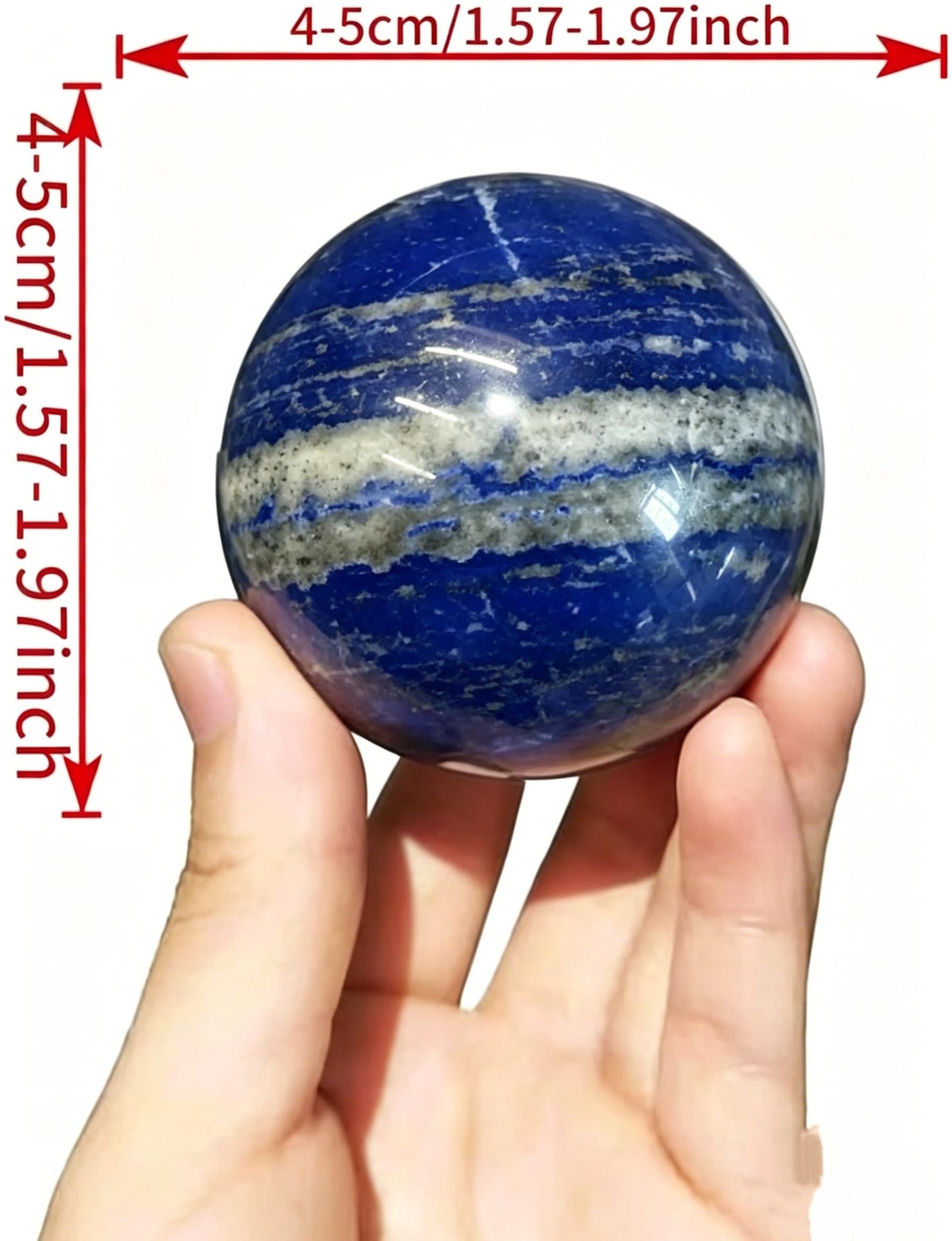 AierCrystal Natural Stone Crystal Sphere Feng Shui Home Decoration Ball Positive Energy Scrying Orb for Meditation Tool for Spiritual Space Purification Globe Diameter 4-5cm Lapis Lazuli Sphere