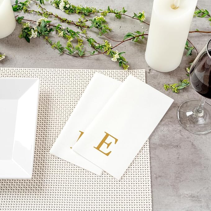 Luxenap 15.8 X 7.9 Inch Linen-Feel Guest Towels, 50 Lettered Hand Towels