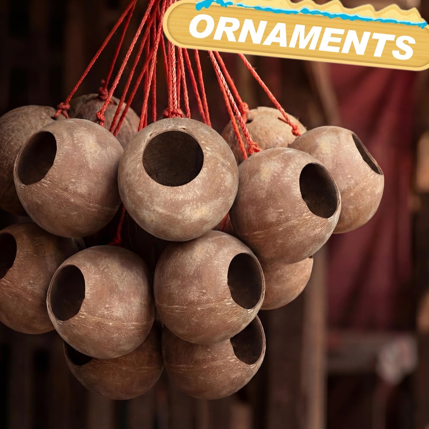 LemonRoad 4 Pcs Natural Coconut Shell Coconut Shell Bowls for DIY Crafts Deep Organic Coconuts Gift for Bird Nest Feeder Desktop Vases Crafts Festive Summer Tropical Luau Party(Without Fiber)