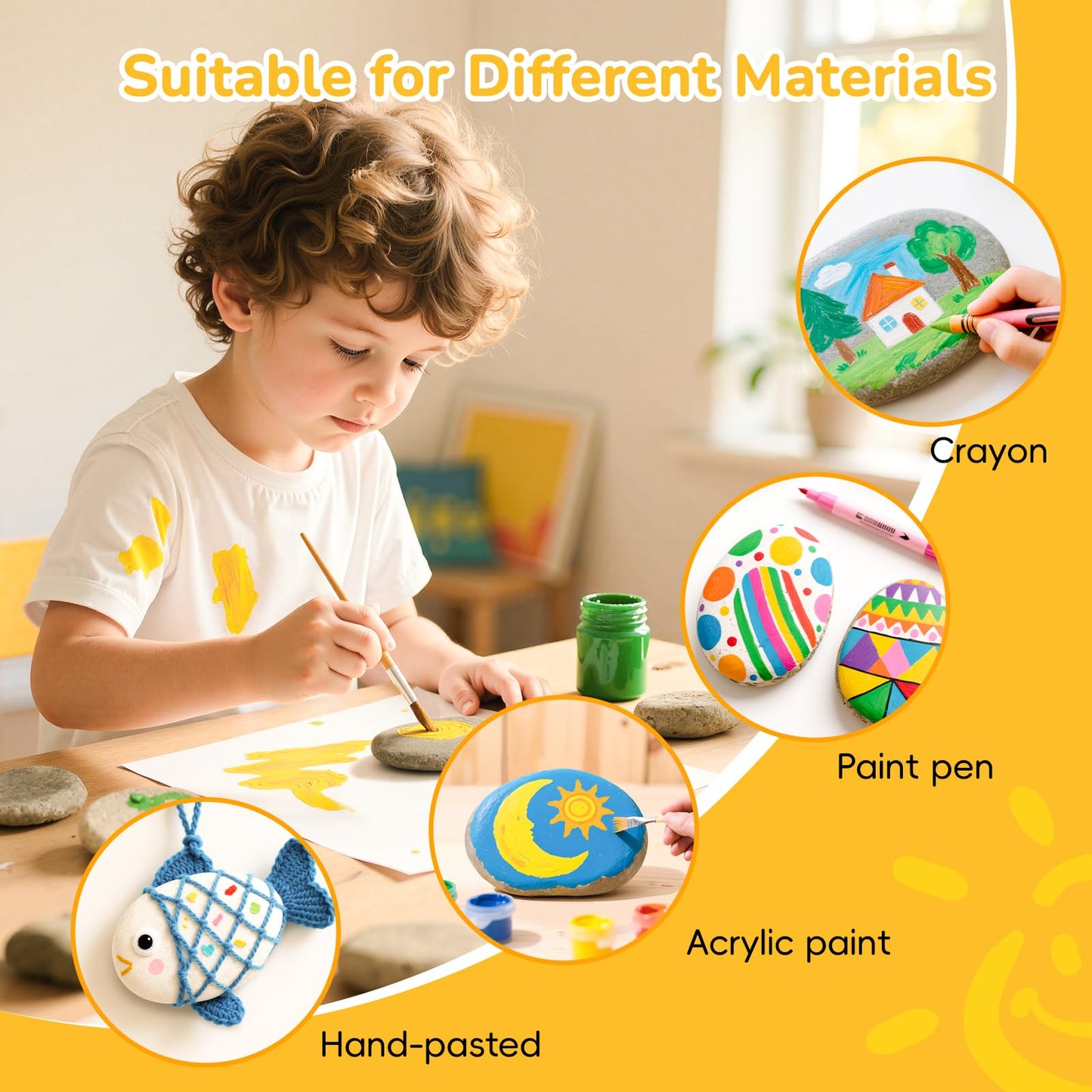 Simetufy Large Rocks for Painting 40 PCS 3.3-4.5Inch River Rocks for Painting, Rock Painting for Kids, Smooth and Flat Painting Rocks for DIY & Arts