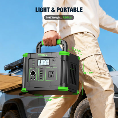 Portable Power Station 330W Solar Generator 288.6Wh, 60W USB-C PD Fast Charging, Pure Sine Wave AC Outlet, 5W Wireless Charger, LED for RV Camping, CPAP Emergency Backup & Off-Grid Living (Peak 600W)