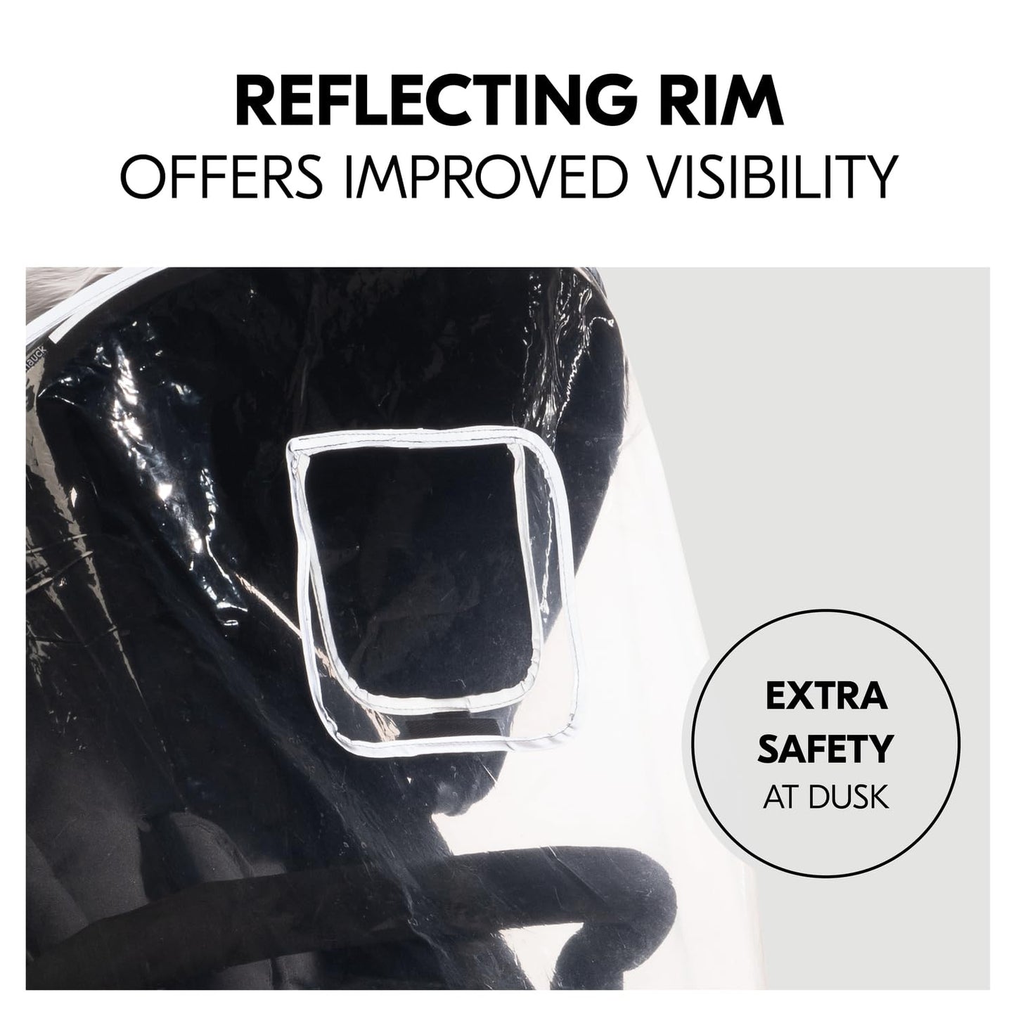 Hauck Universal 3 Wheel Raincover, Transparent - Fits 3 Wheeled Stollers, Pushchairs, Buggys & Prams, Waterproof & Durable, Reflective Trim