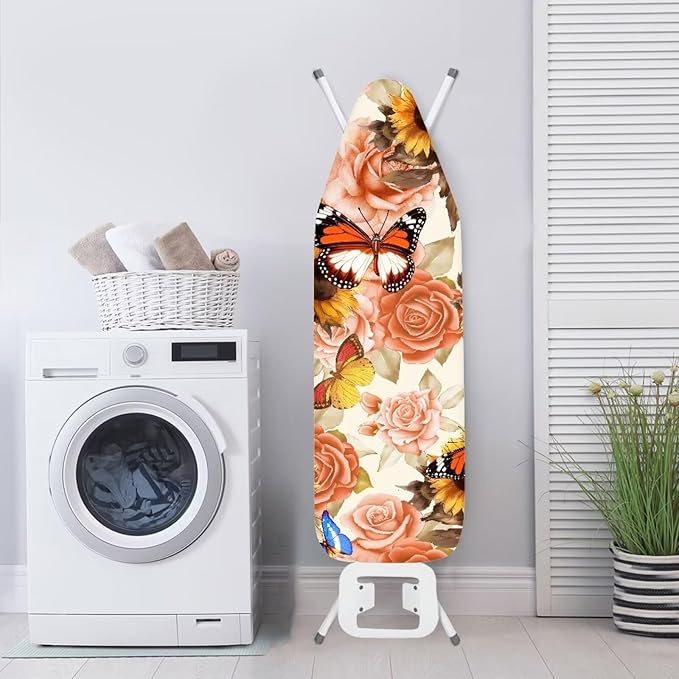 Butterfly Floral Ironing Board Cover Full Size Scorch Resistant Padding Heat