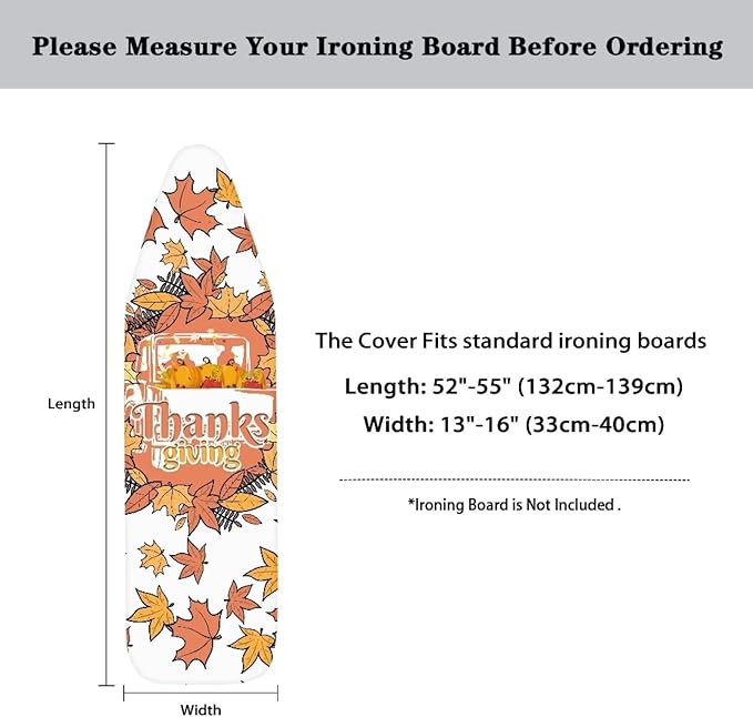 Maple Leaf Ironing Board Cover and Pad Stain Resistant Thick Thanksgiving