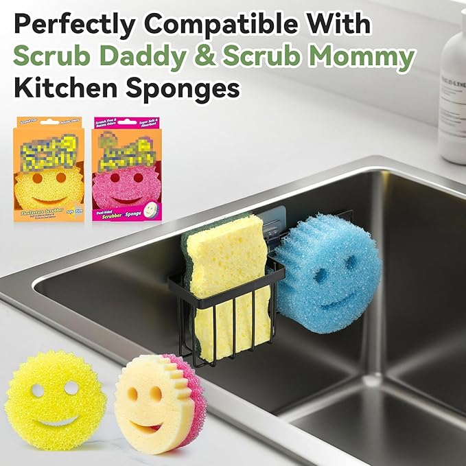 Sponge Holder for Kitchen Sink, Sponge Caddy for Scrub Daddy / Scrub Mommy