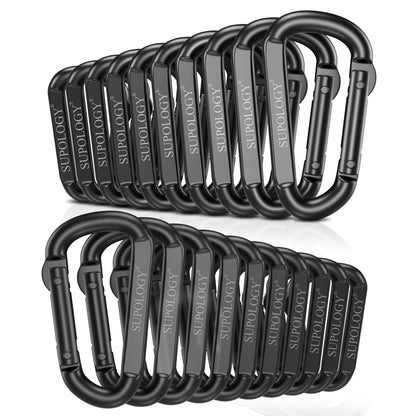 Carabiner Clips, 900 LBS 2.5" Iron Heavy Duty Caribeaners for Hammocks, Camping Accessories, Hiking and Gym, D Shaped Spring Hook Small Carabiners for Dog Leash, Key Ring (20PCS)