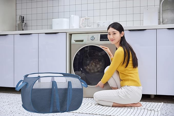 pop-up laundry basket，with Durable Handles collapsible Mesh laundry Hamper
