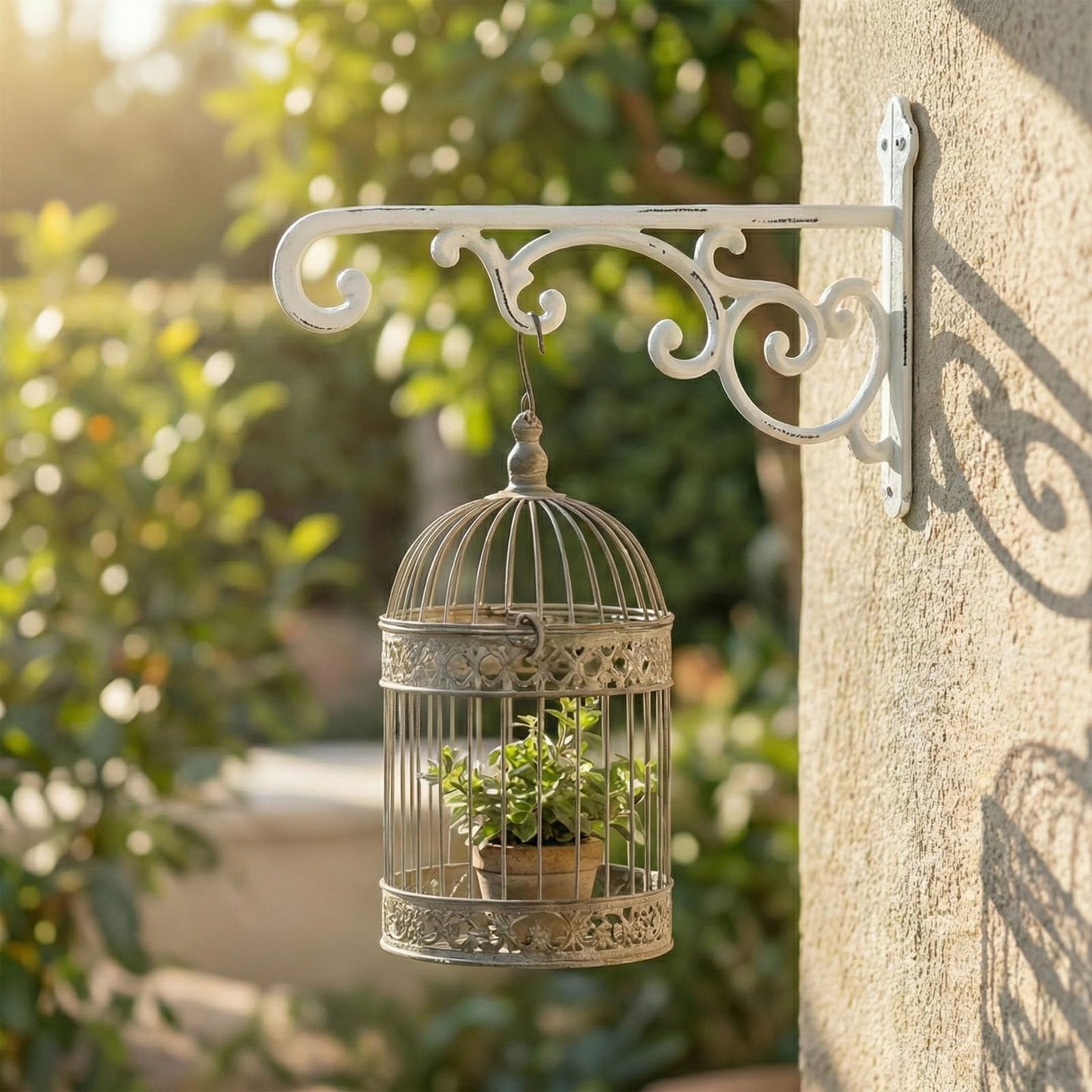 Facaler Heavy-Duty Cast Iron Plant Hanging Brackets, 11.5" Wall Mount Hanger for Planters, Bird Feeders, Lanterns, Outdoor & Indoor Use, Set of 2 with Mounting Hardware (White, 2-Pack‌)