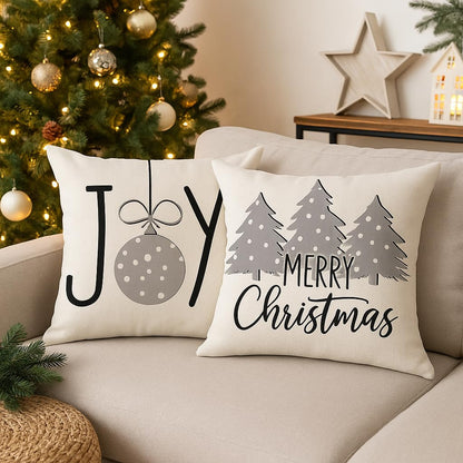 PSDWETS Merry Christmas Pillow Cover 18x18 Set of 4 Christmas Decorations let It Snow Holiday Farmhouse Decor Cushion Cover for Home Sofa