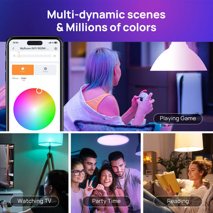 Consciot Smart Light Bulbs, WiFi Bluetooth Color Changing LED Light Bulb, Music Sync, 60W Equivalent Smart Bulb, A19 E26 RGBTW Light Bulbs That Works with Alexa/Google Home/Apple Home/Siri, 3 Pack