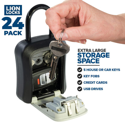 Key Lock Box for Keys with Code (24 Pack) 4 Digit Combination Lockbox for Keys Outdoor, Portable, Waterproof, Realtor Lock Box