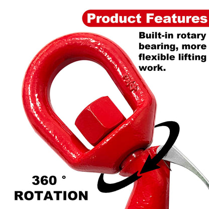 5 Tons Heavy Duty Swivel Hook with Safety Latch,360 Degree Rotating Crane Swivel Lifting Eye Hook for Crane, Swivel Chain Hooks for Lifting Chains Port Transportation, 11000 Lbs Capacity,Red