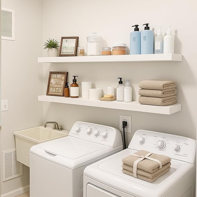 Floating Shelves for Wall, Bathroom Shelves Over Toilet, Wall Shelves & Book