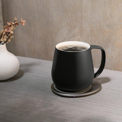 OHOM Ui+ Self-Heating Mug Set – Inkstone Black | 18 fl oz Ceramic Coffee & Tea Mug with Heating Pad