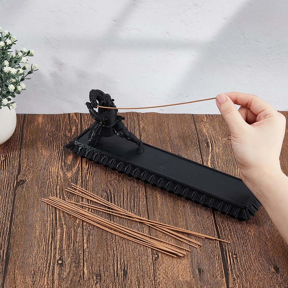 DICOSMETIC Incense Holder Samurai Incense Burner Black Incenses Holder with Storage Box Ash Catcher Warrior Incenses Burner for Aromatherapy Meditation Yoga Room Decor