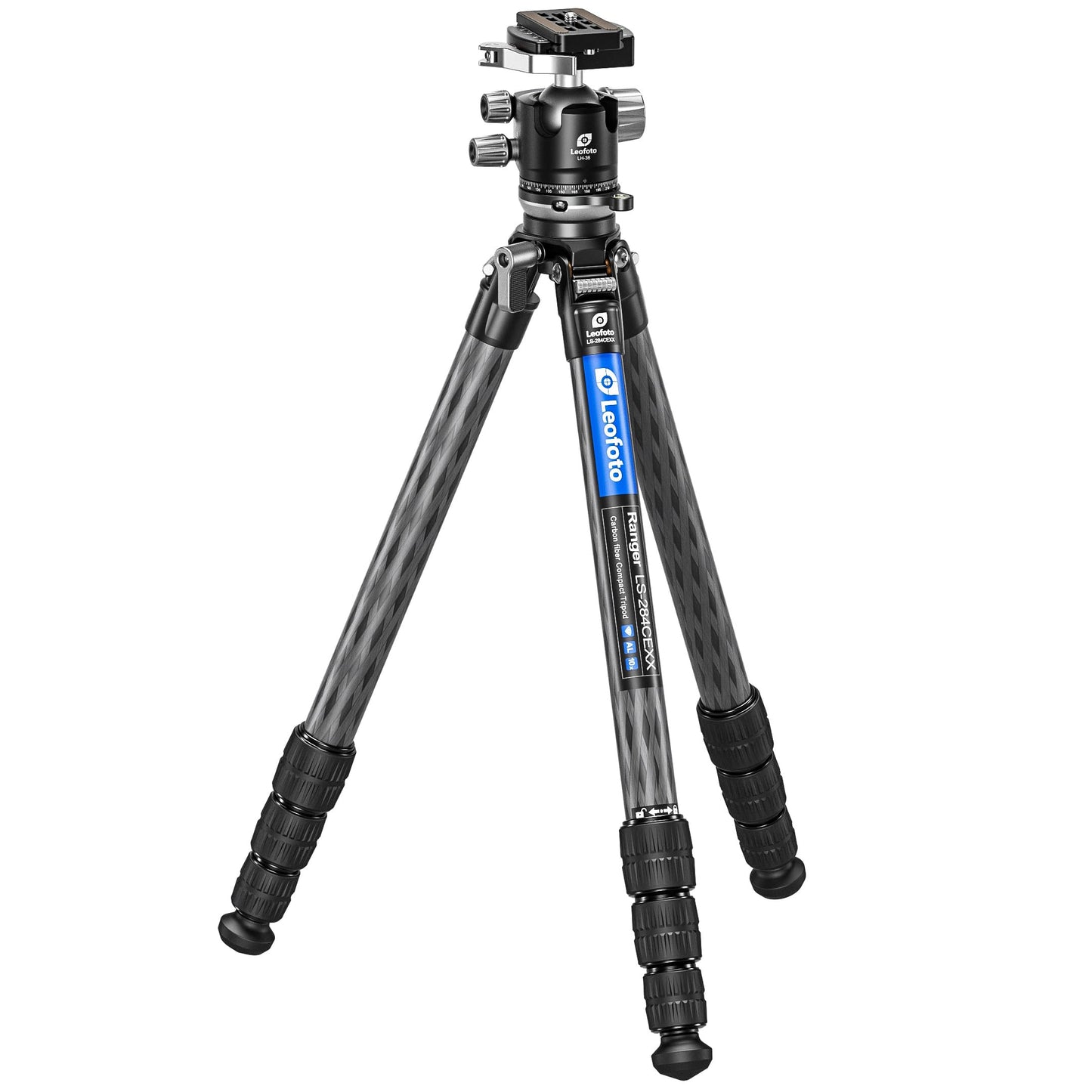 Leofoto LS-284CEXX Travel Tripod w/Built-in Leveling Head, Ranger Series, Carbon Fiber, 4 Leg Sections, Lightweight, Ball Head Optional (Tripod w/ 36mm Ball Head)
