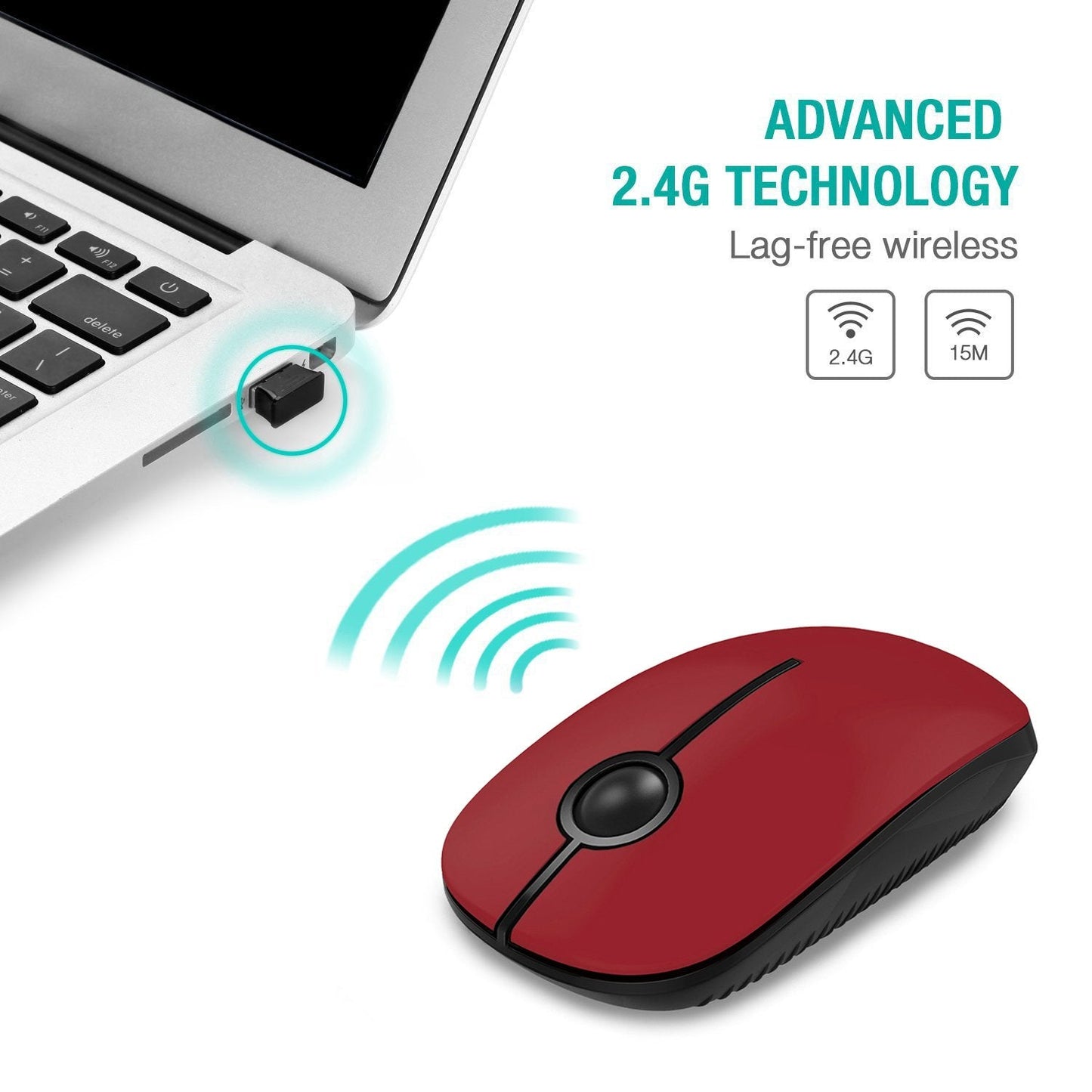 VssoPlor Wireless Mouse, 2.4G Slim Portable Computer Laptop Mouse with Nano Receiver Quiet Silent Optical Mice for Notebook, PC, Laptop, Computer-Black and Gold
