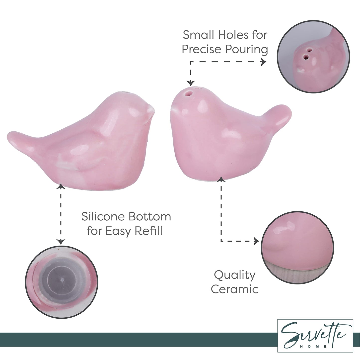 Mini ﻿Pink Lovebirds Salt and Pepper Shakers
