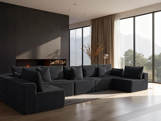 168" Cloud Sectional Couch, Comfort U Shaped Sofa