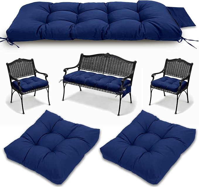 3 Pcs Wicker Chair Cushions Patio Loveseat Chaise Cushion Set
