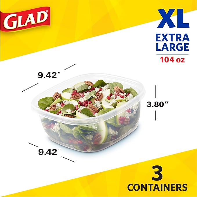 Glad Family Size Food Storage Containers, XL Square