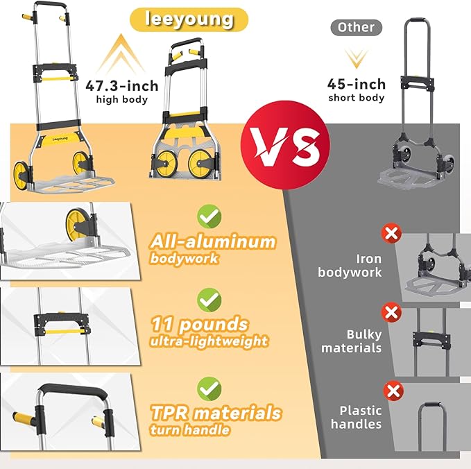 Aluminum Folding Hand Truck 309lb Capacity