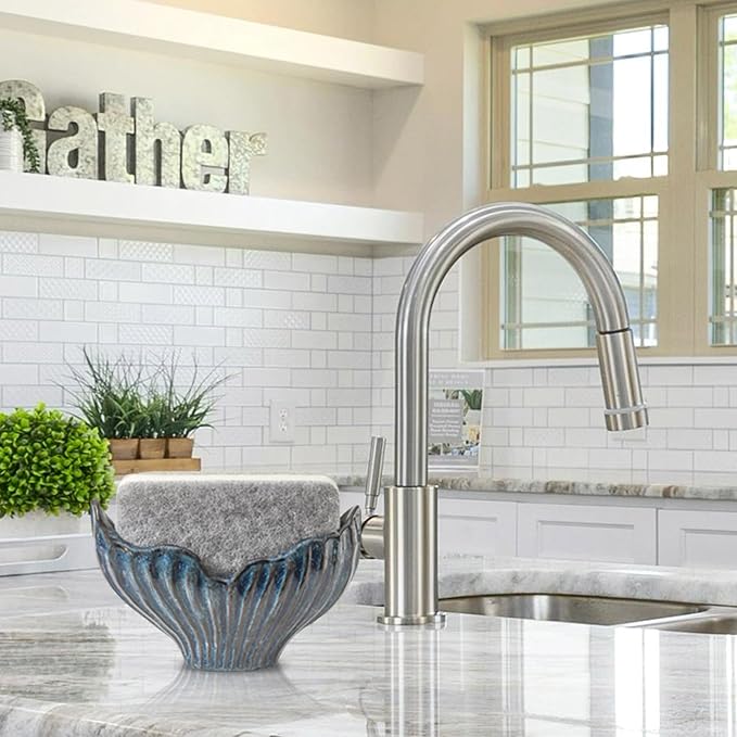 Sponge Holder for Kitchen Sink, Ceramic Sponge Holder
