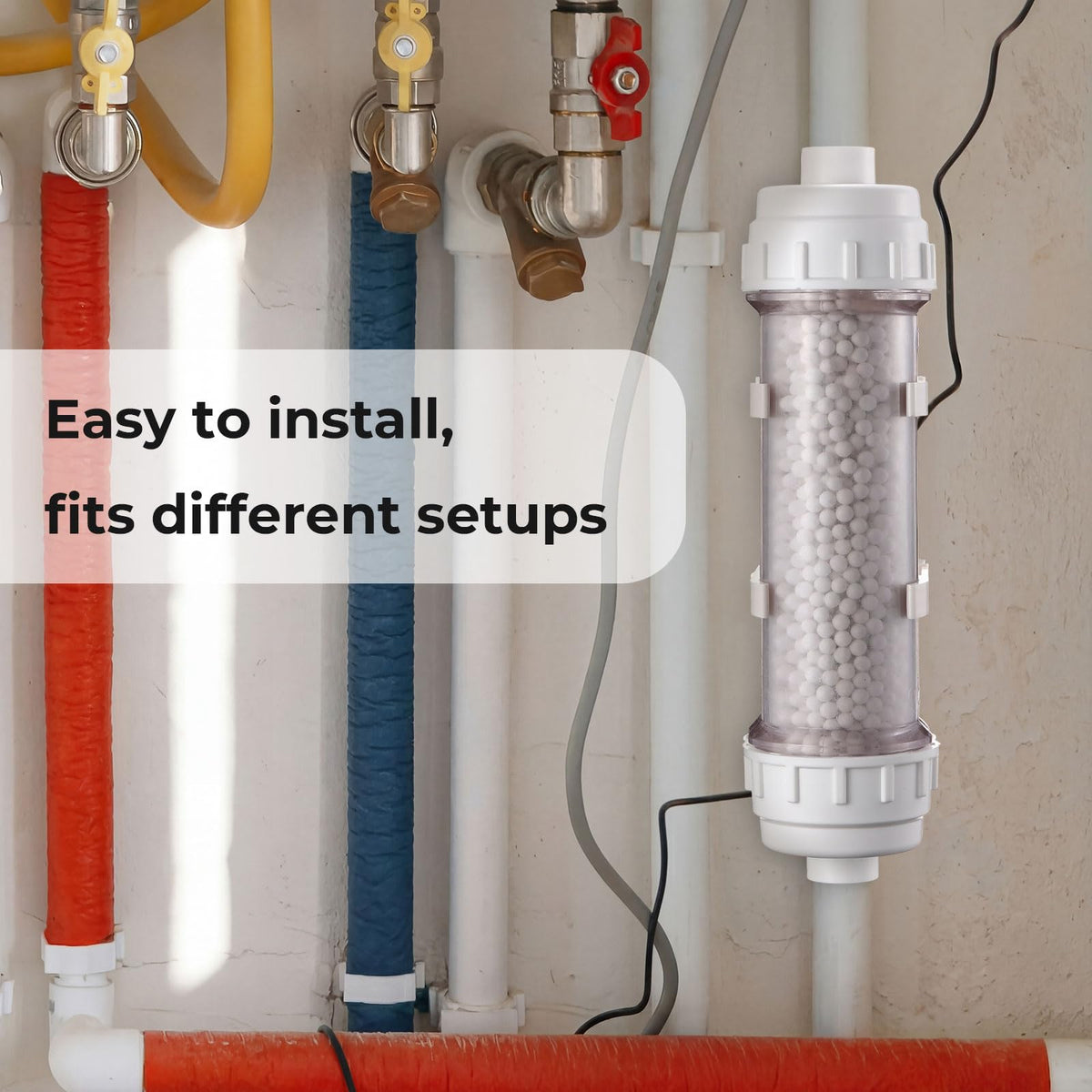 Lounsweer 2 Pcs Condensate Neutralizer Kit with 925g Ceramic Balls, Transparent Tube with Complete Fittings, Wall-Mount Clamps, PVC Tubing PTFE Tape, etc. for HVAC Furnace & Boiler Replaceable Media