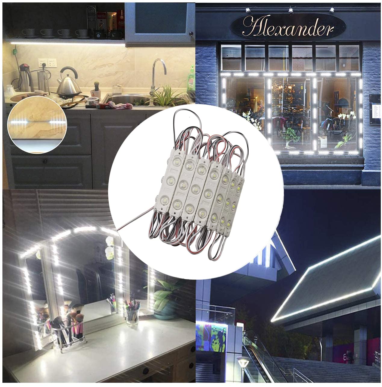 AOOYUANKE Storefront Light 100PCS LED Module for Signs White 6500K 1.2W 12V DC 2835 SMD 3 LED Window Light Waterproof for Letter Advertising Sign Decor(White Light,Power Supply NOT Included)