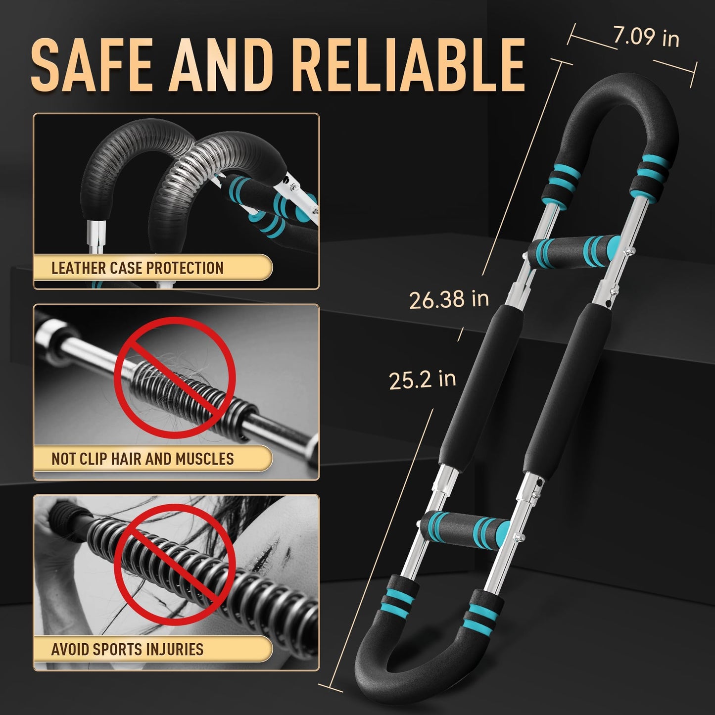 Twister Arm Trainer for Men, Adjustable Chest Workout Equipment for Home Gym, Muscle Builder & Strength Training for Arms, Chest. Blue, 20-60lb