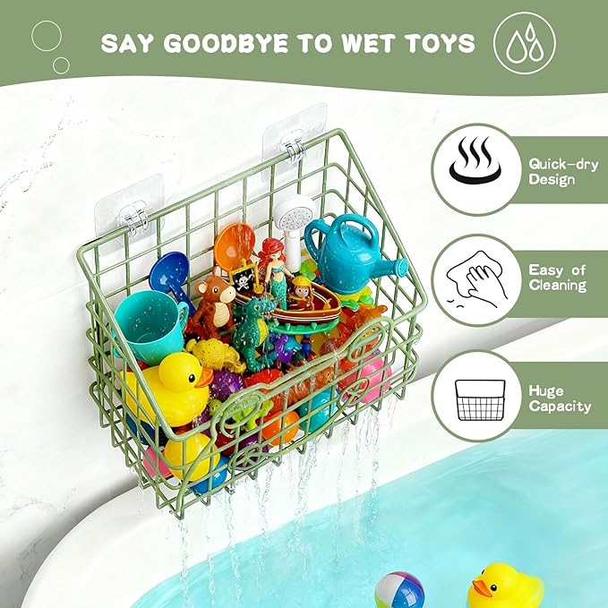 2 PackBath Toy Organizer, Wall Mounted Shower Storage Basket