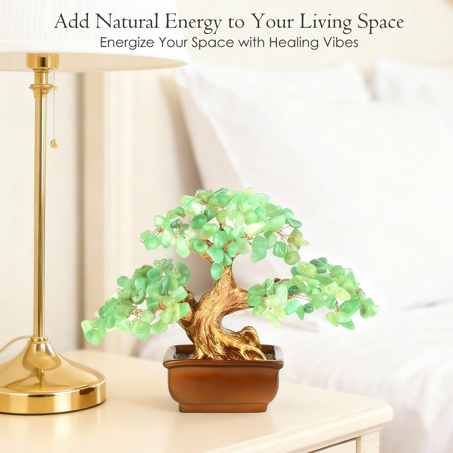 MASGEMES Aventurine Crystal Tree of Life – Handmade Gemstone Bonsai Tree with Natural Aventurine Crystals – Healing Feng Shui Chakra Tree for Positive Energy,Home Office Decor Gift 6 Inches