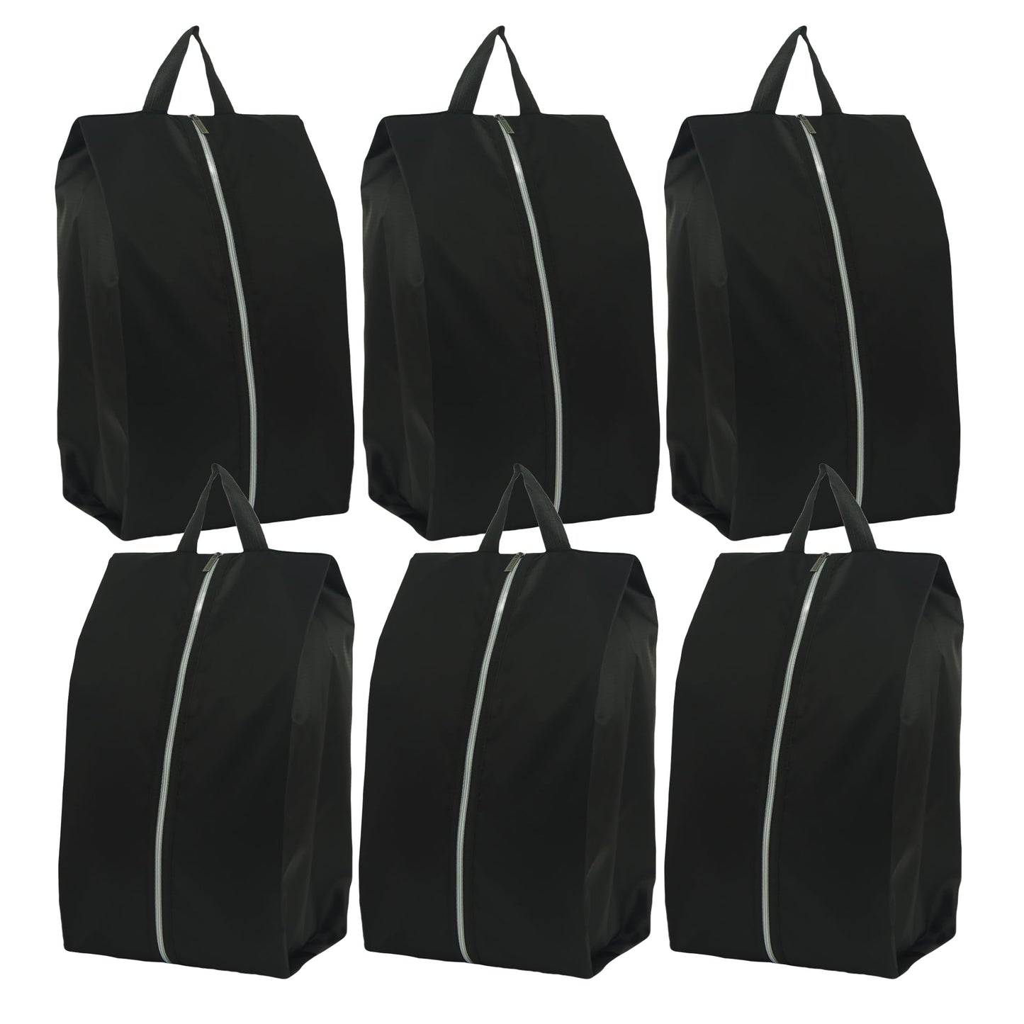 6pcs Portable Shoe Organizer, Travel Pouches with Zipper, Golf Shoe Bags, Clothes Bags, Soccer Cleats Bag Shoe Pouch for Gym, Waterproof, Odor-Resistant (Black)