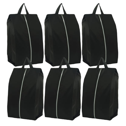 6pcs Portable Shoe Organizer, Travel Pouches with Zipper, Golf Shoe Bags, Clothes Bags, Soccer Cleats Bag Shoe Pouch for Gym, Waterproof, Odor-Resistant (Black)