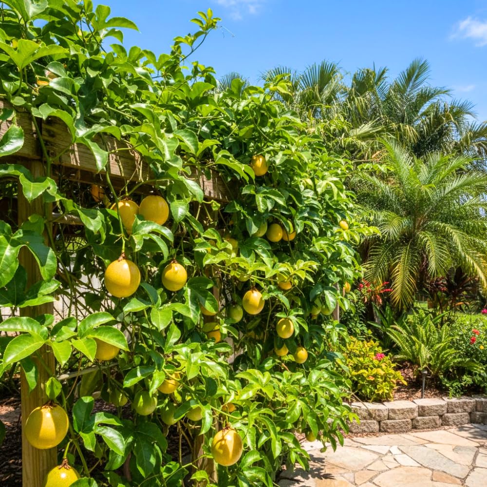 Passion Fruit Plant Live, Passion Fruit Tree Live Plant, 5 to 7 Inches Tall, Sweet Tropical Fruit Vine, Passionfruit Plants for Outdoor Garden (Yellow)
