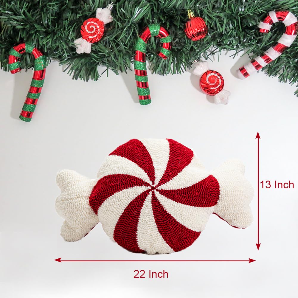 XIAIJIA Christmas Pillows Candy Throw Pillow White Pillow Christmas Room Decorations Soft Winter Pillow Cute Plush Pillow Cushions for Couch Sofa Bed,22x13 Inch