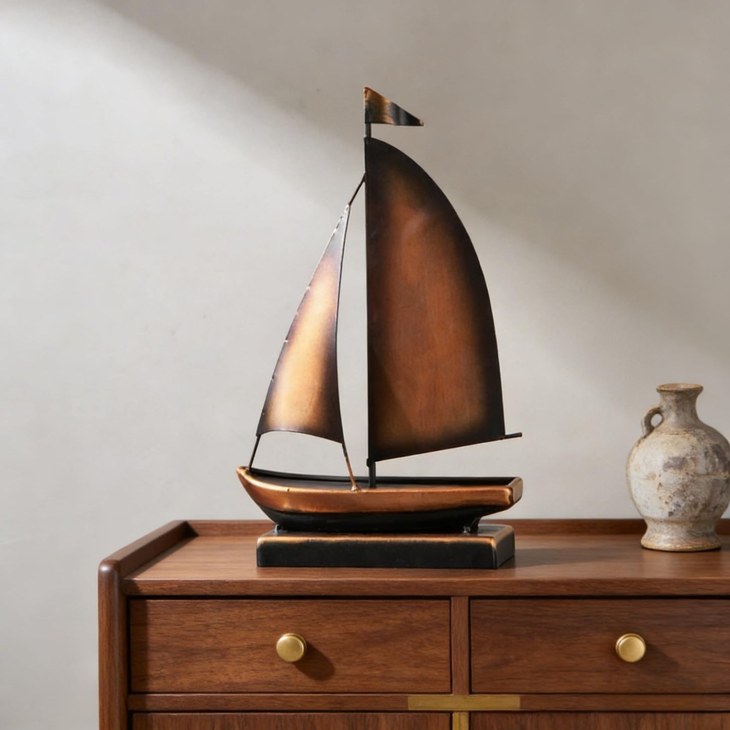 XGZY Iron Sailboat Ornament Decor,Small Ship Model Decorations for Coastal,Nautical Bathroom,Modern Farmhouse,Living Room,Shelf,Desk Accessories for Men (C)