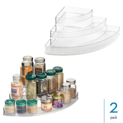 iDesign Recycled Plastic 3-Tier Stadium Spice Rack Organizer for Kitchen, Fridge, Freezer, Pantry and Cabinet Organization, The Linus Collection – 6.25" x 4" x 1.25", Clear