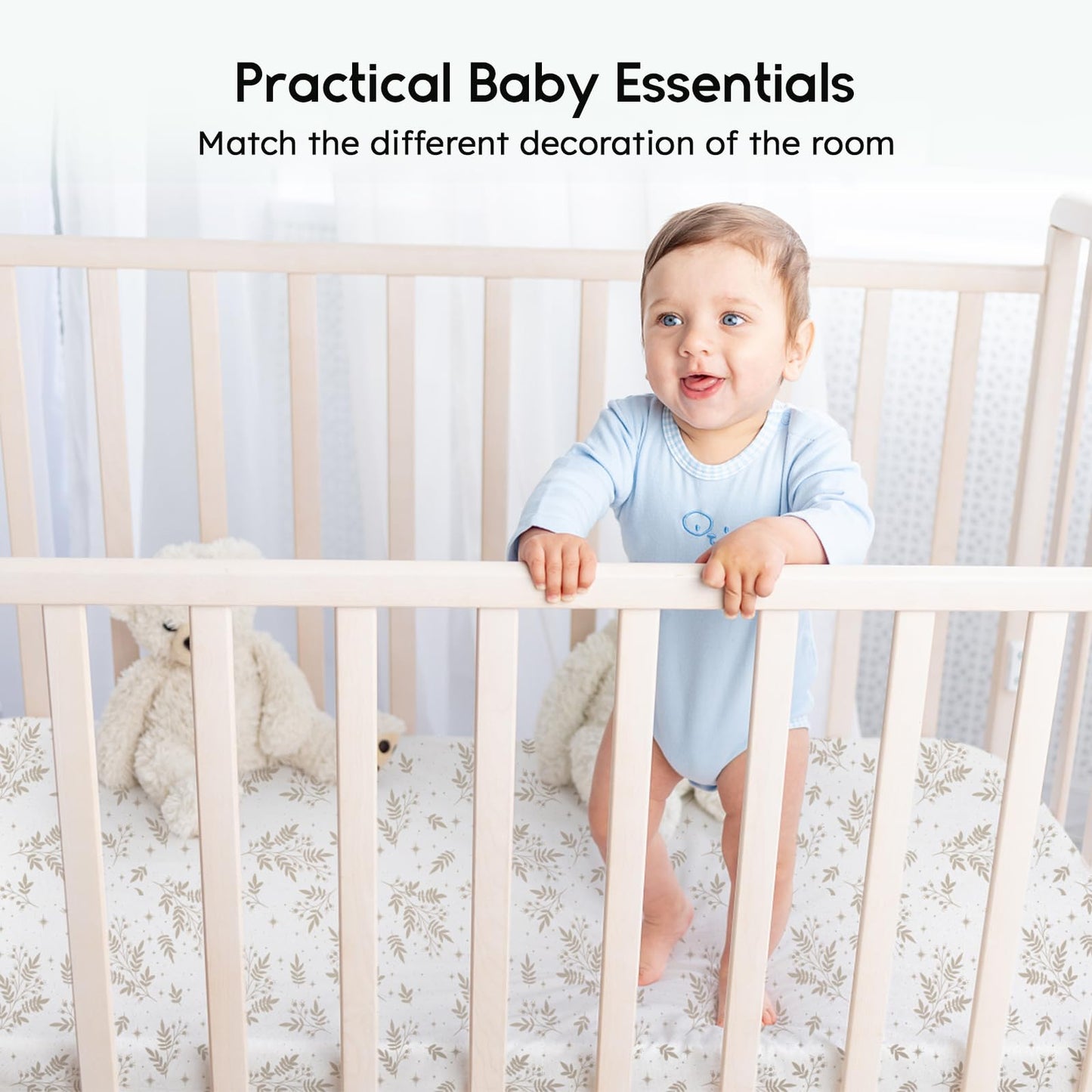 Yoofoss Baby Crib Sheets for Boys Girls, Fitted Crib Sheet 2 Pack for Standard Crib and Toddler Mattress, Super Soft Microfiber Baby Sheet 28x52x8in(Brown+Leaf)
